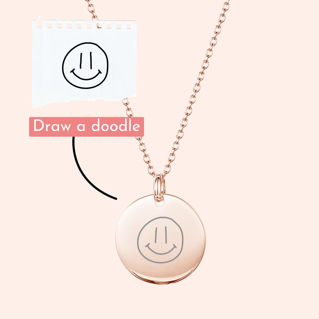 Handwriting Rose Gold Coin Necklace