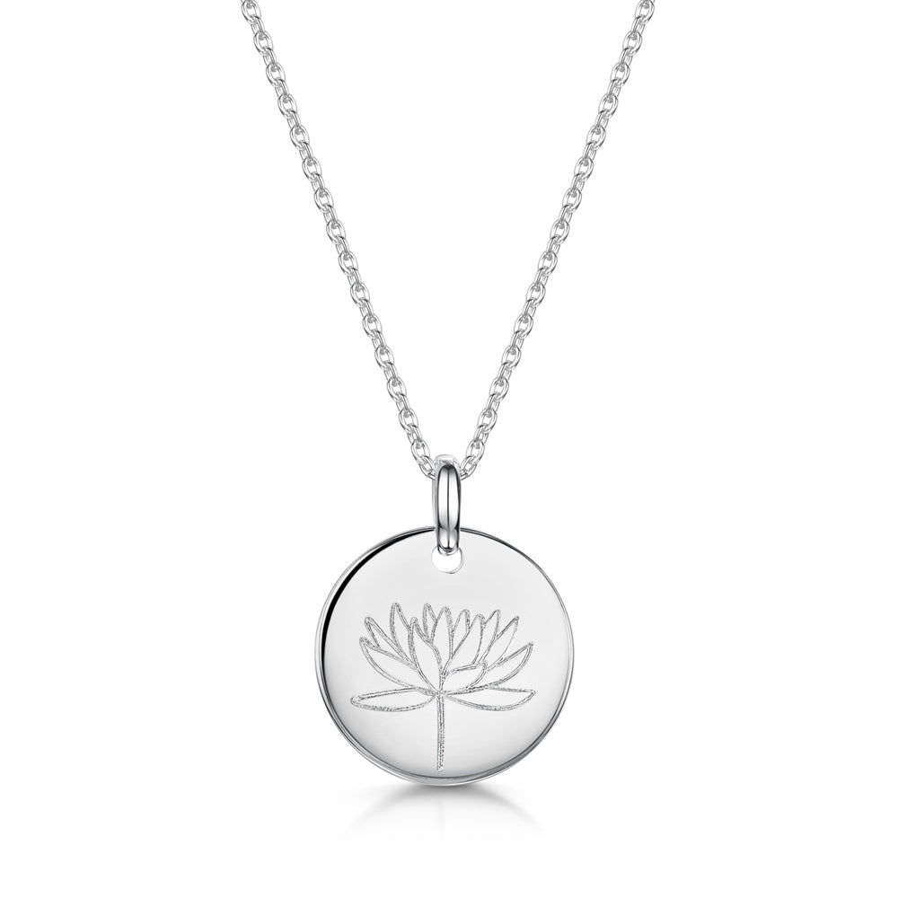 Birth Flower Personalised Necklace – Silver
