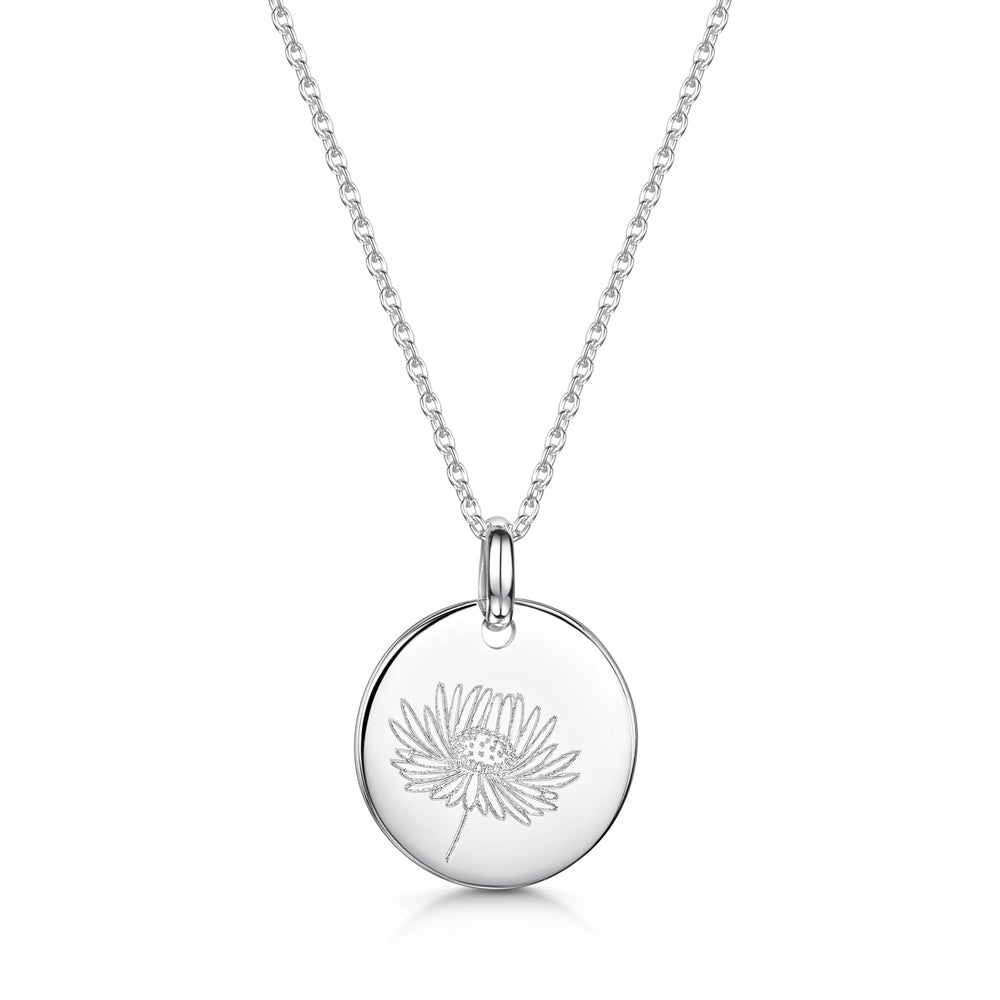 Birth Flower Personalised Necklace – Silver