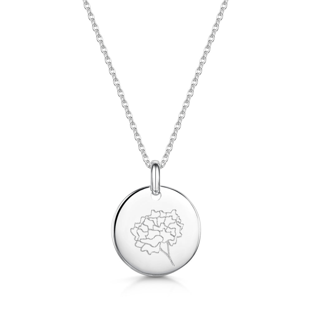 Birth Flower Personalised Necklace – Silver