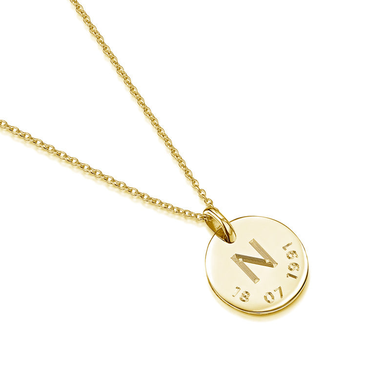 Initial & Date Personalised Necklace – Gold