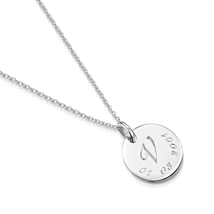 Initial & Date Personalised Necklace – Silver