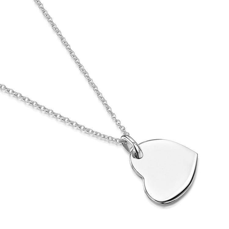 Drop Heart Personalised Necklace – Silver