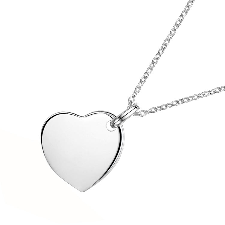 Drop Heart Personalised Necklace – Silver