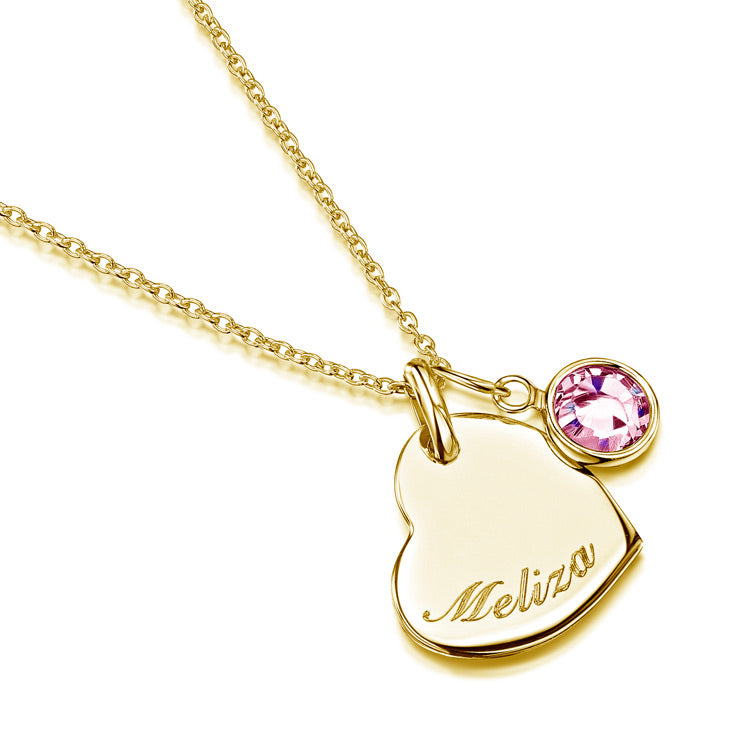 Swarovski® Birthstone Heart Necklace – Gold