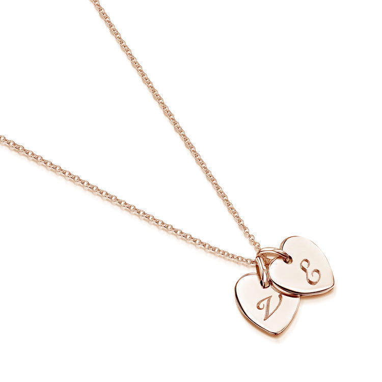 Little Twin Heart Personalised Necklace – Rose Gold
