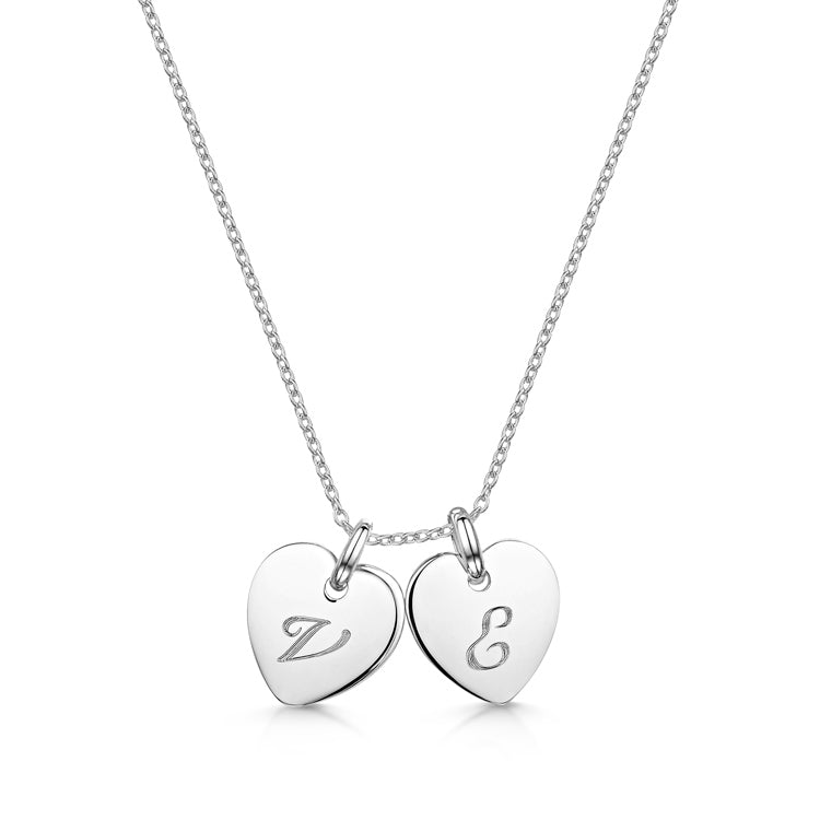 Little Twin Heart Personalised Necklace – Silver