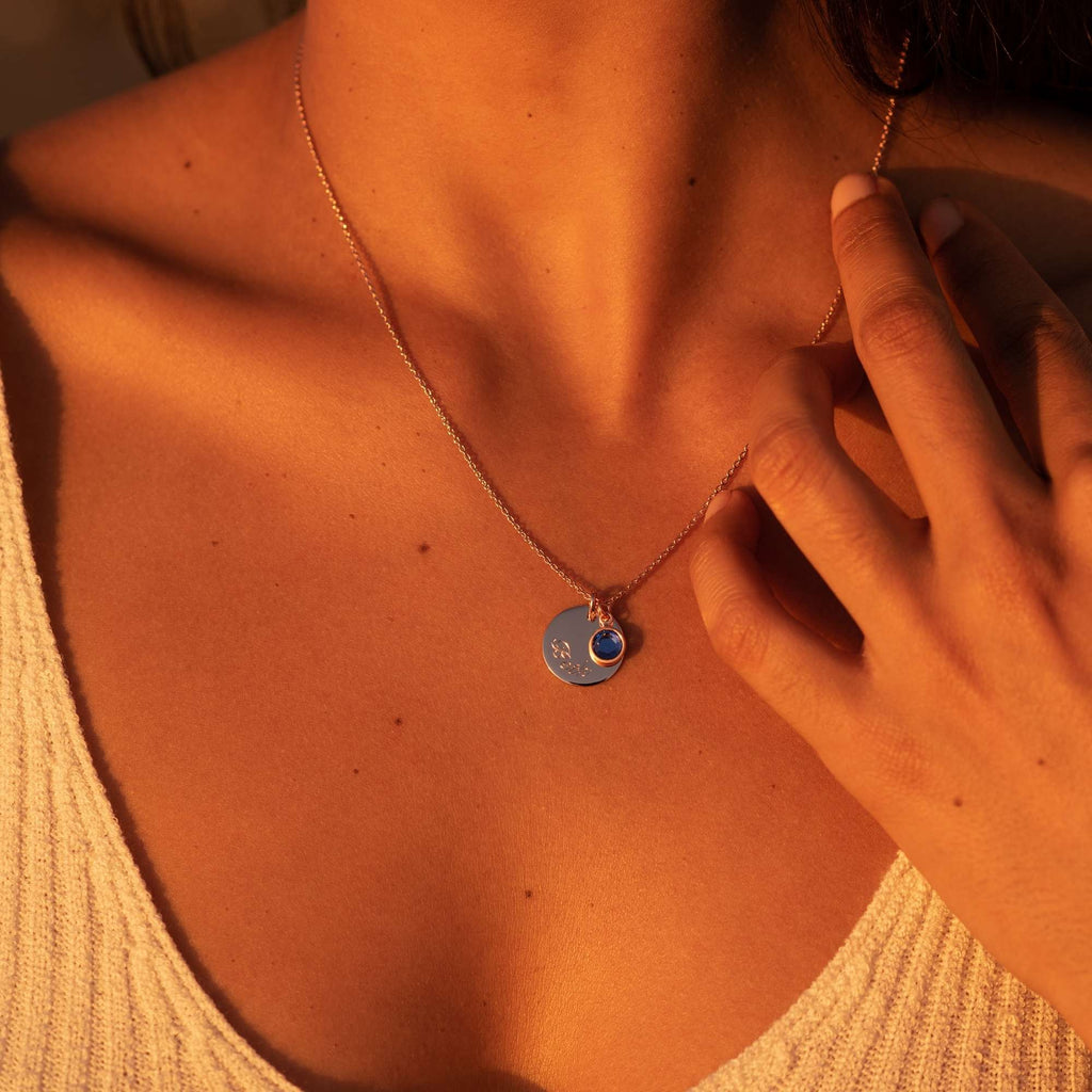 Swarovski® Birthstone Disc Necklace – Rose Gold