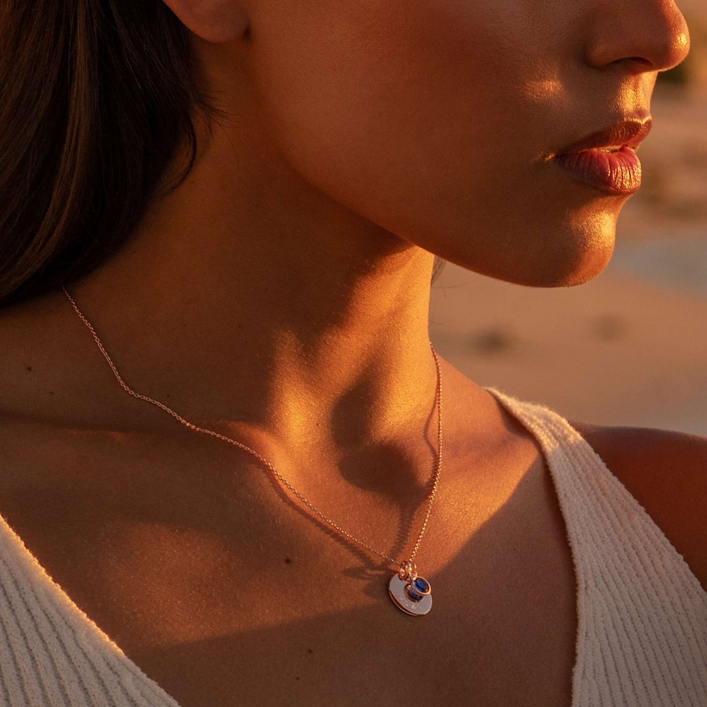 Swarovski® Birthstone Disc Necklace – Rose Gold