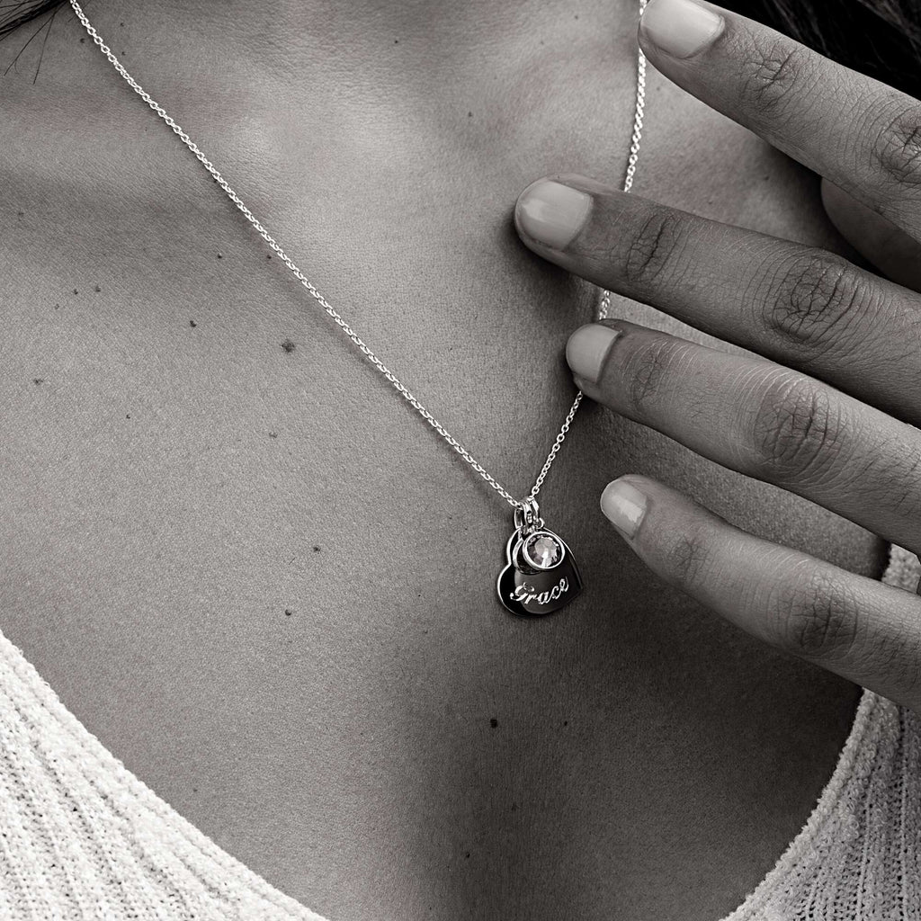 Swarovski® Birthstone Heart Necklace – Rose Gold