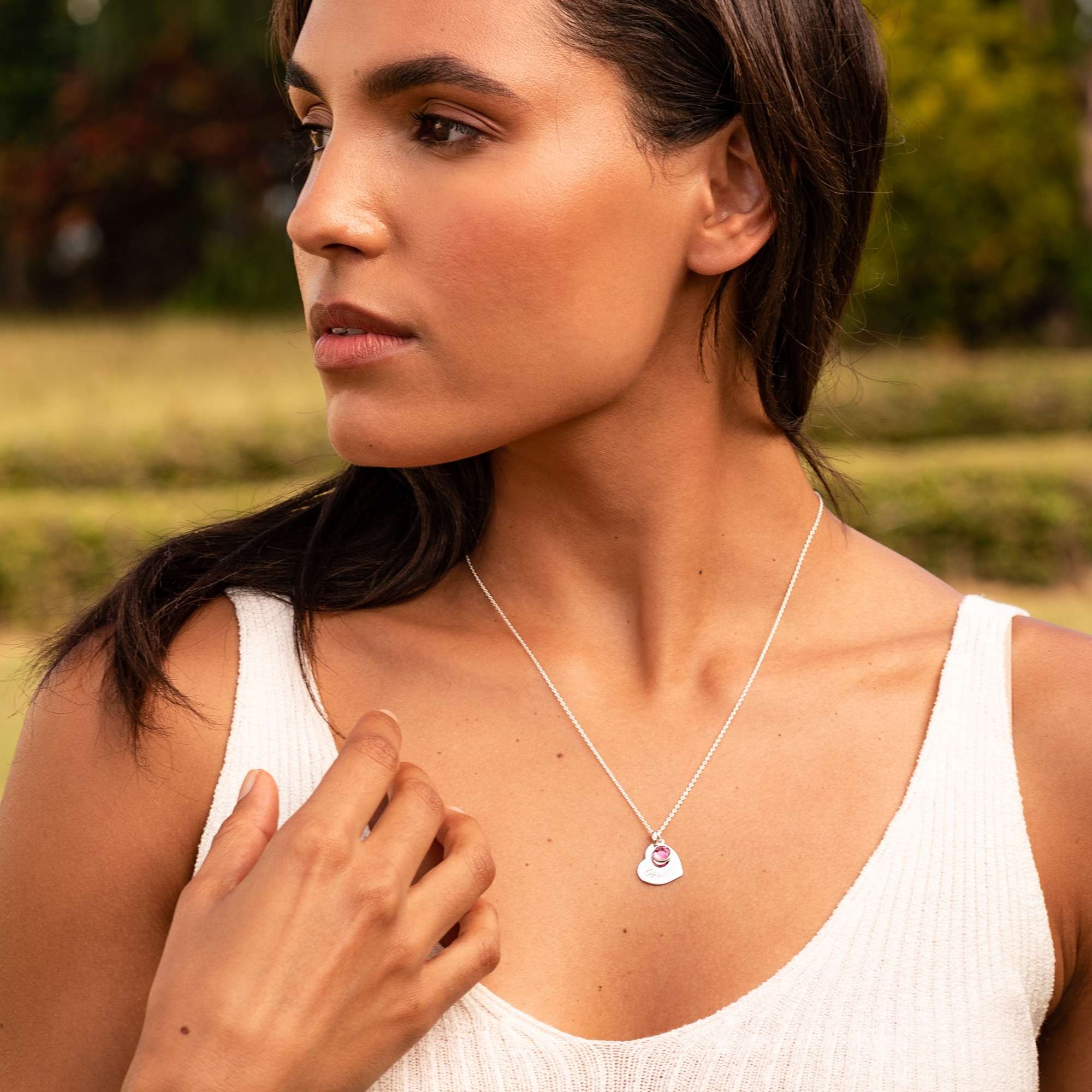 Swarovski® Birthstone Heart Necklace – Silver