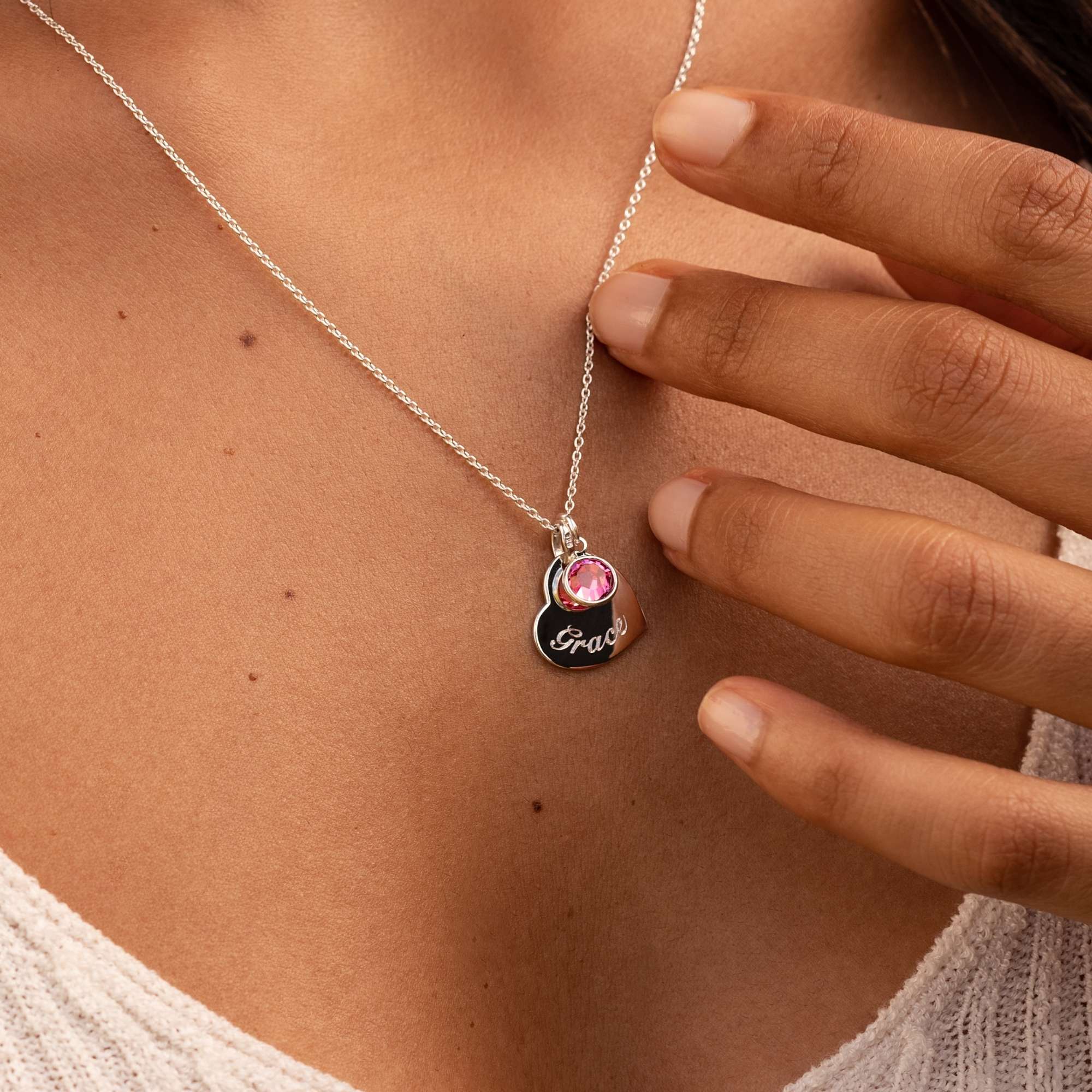 Swarovski® Birthstone Heart Necklace – Silver
