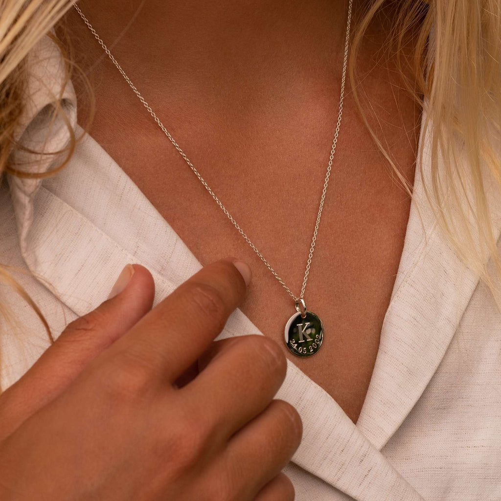 Initial & Date Personalised Necklace – Silver