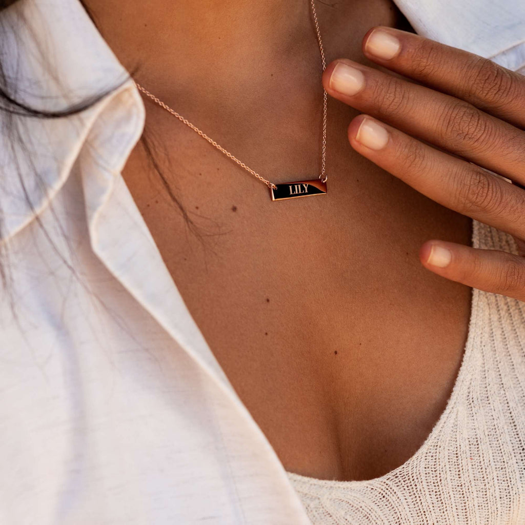 Name Bar Personalised Necklace - Gold
