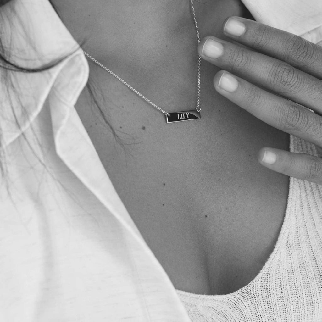 Name Bar Personalised Necklace - Silver