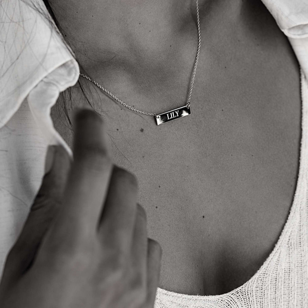 Name Bar Personalised Necklace - Silver