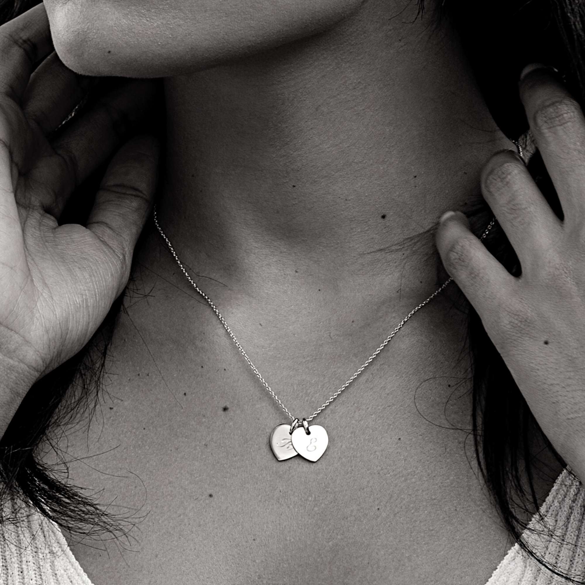 Little Twin Heart Personalised Necklace – Silver