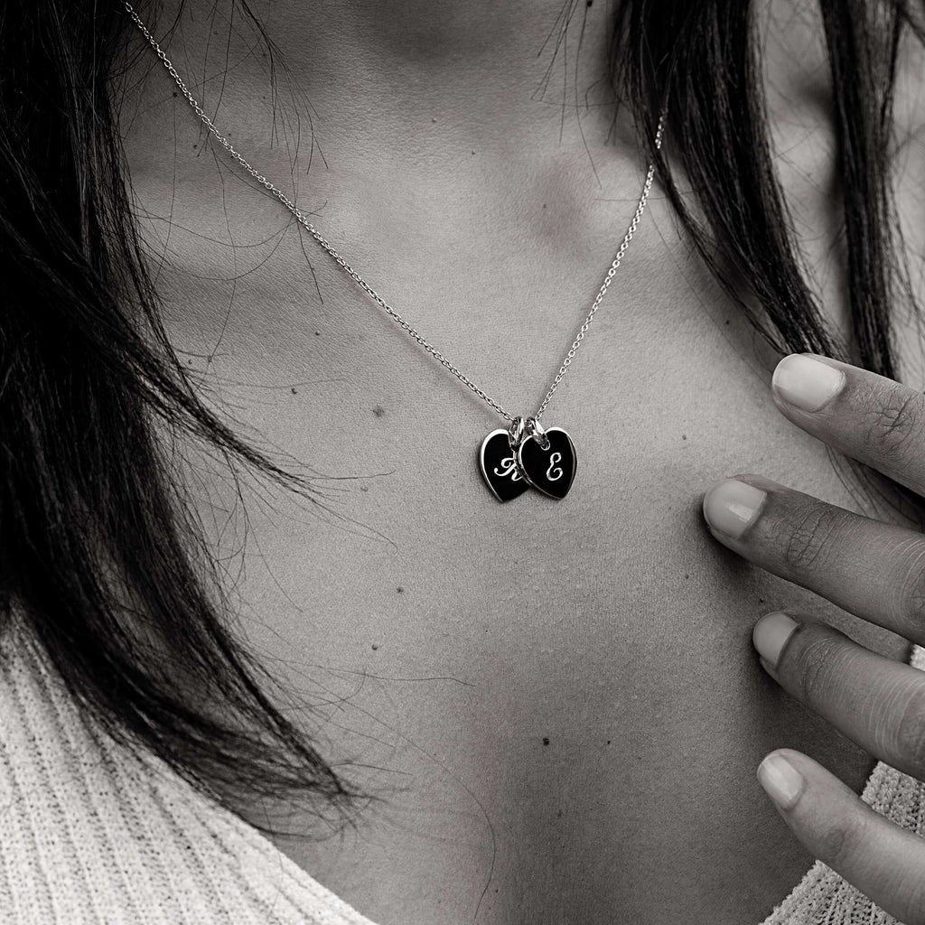 Little Twin Heart Personalised Necklace – Silver