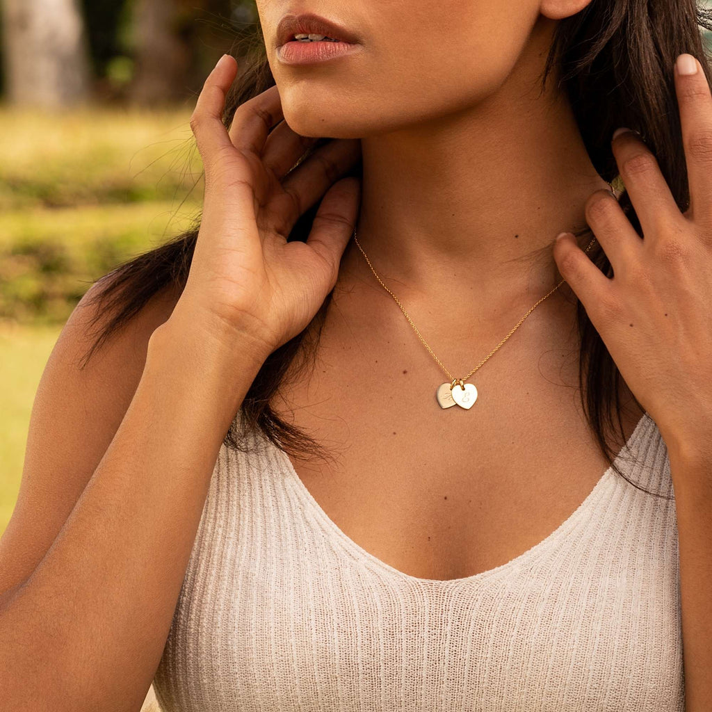 Little Twin Heart Personalised Necklace – Gold
