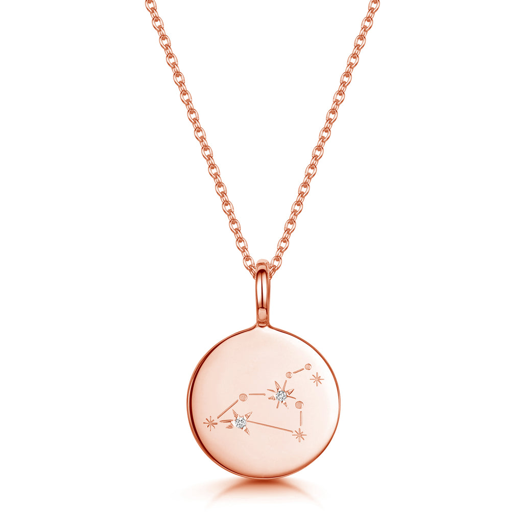 Zodiac Constellation Necklace - Diamond-Set Rose Gold