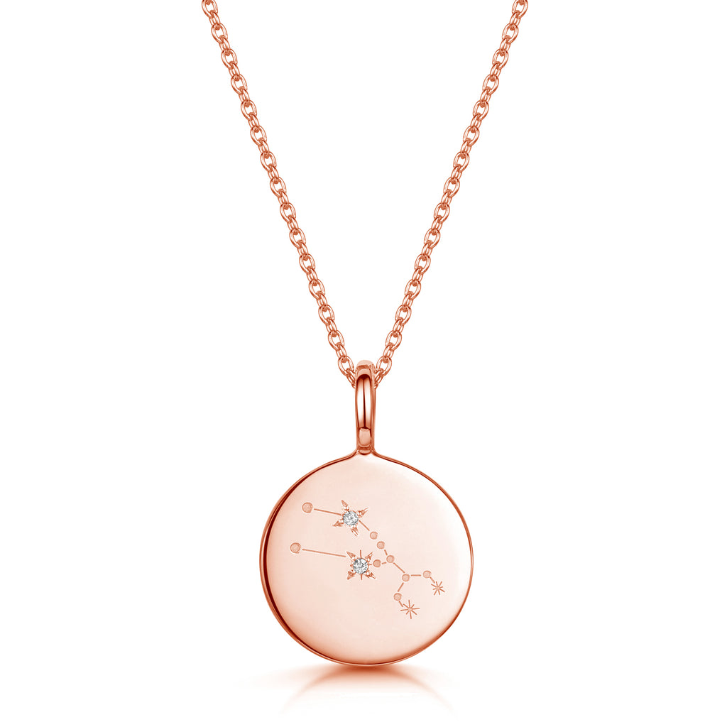 Zodiac Constellation Necklace - Diamond-Set Rose Gold