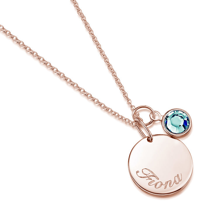 Swarovski® Birthstone Disc Necklace – Rose Gold