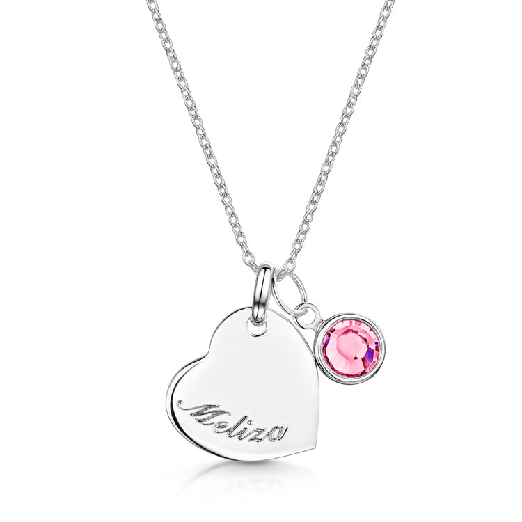 Swarovski® Birthstone Heart Necklace – Silver