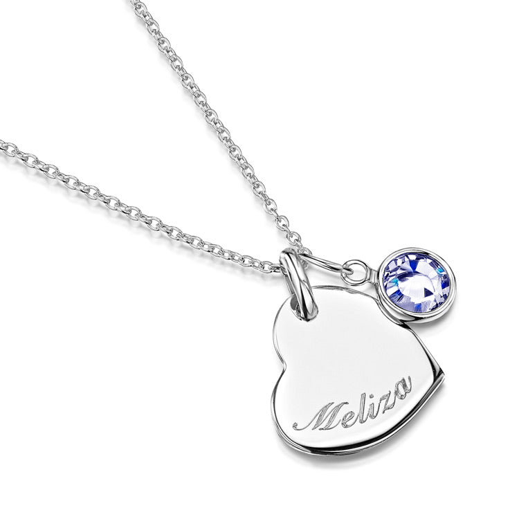 Swarovski® Birthstone Heart Necklace – Silver