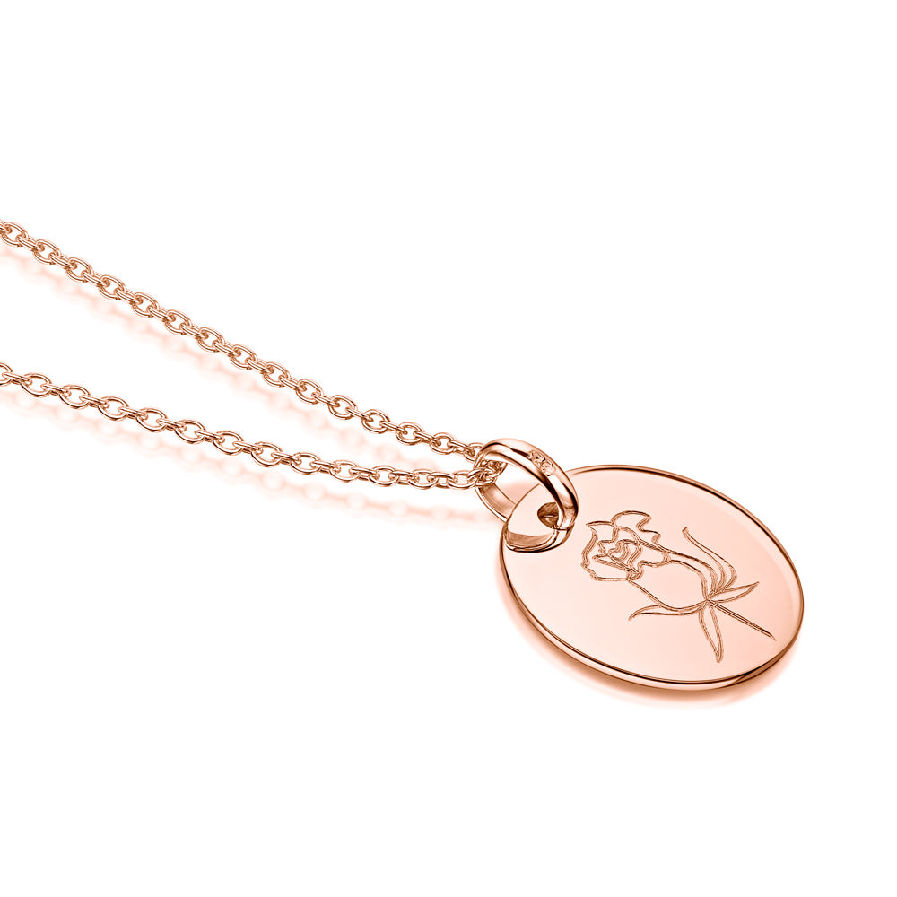 Birth Flower Personalised Necklace – Rose Gold