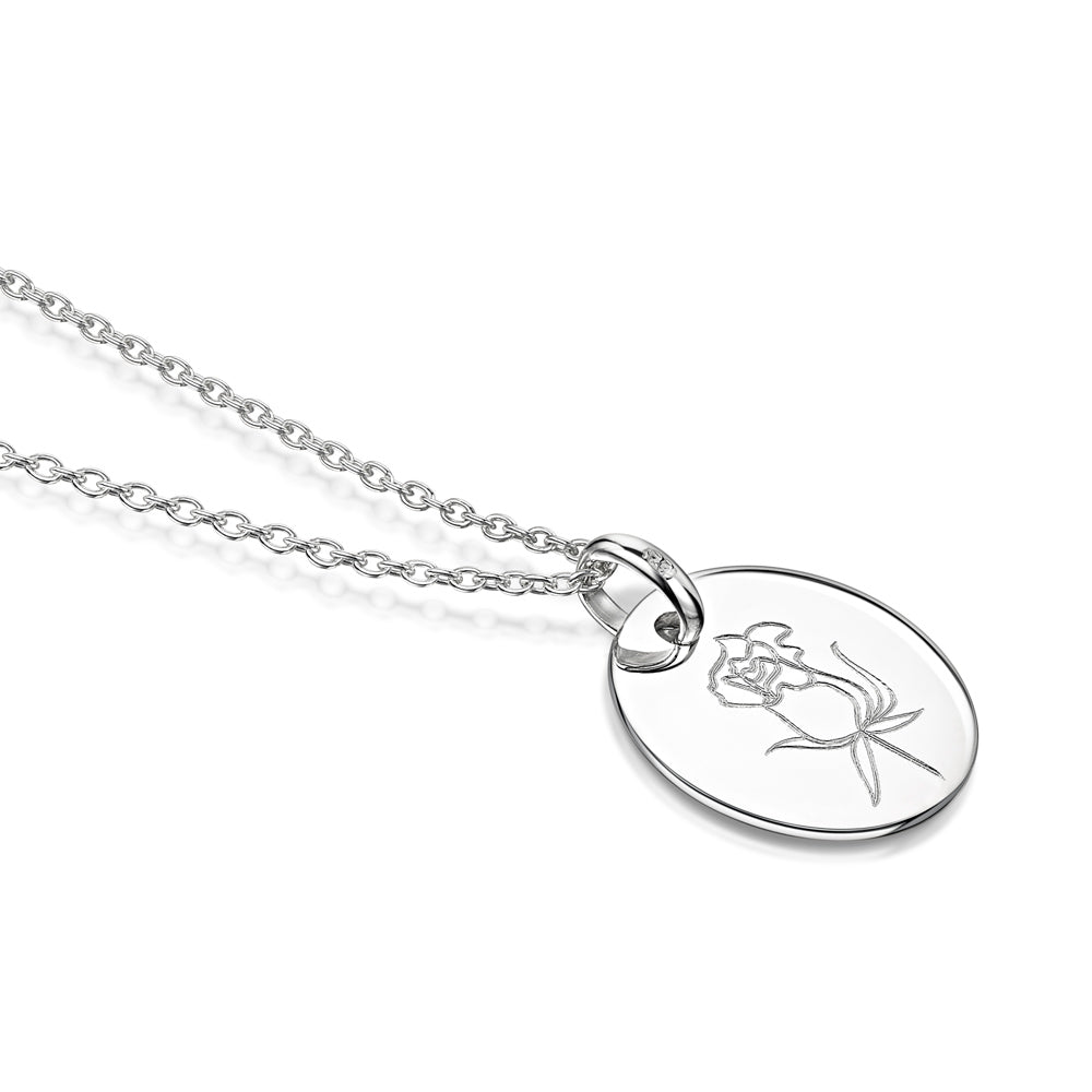 Birth Flower Personalised Necklace – Silver