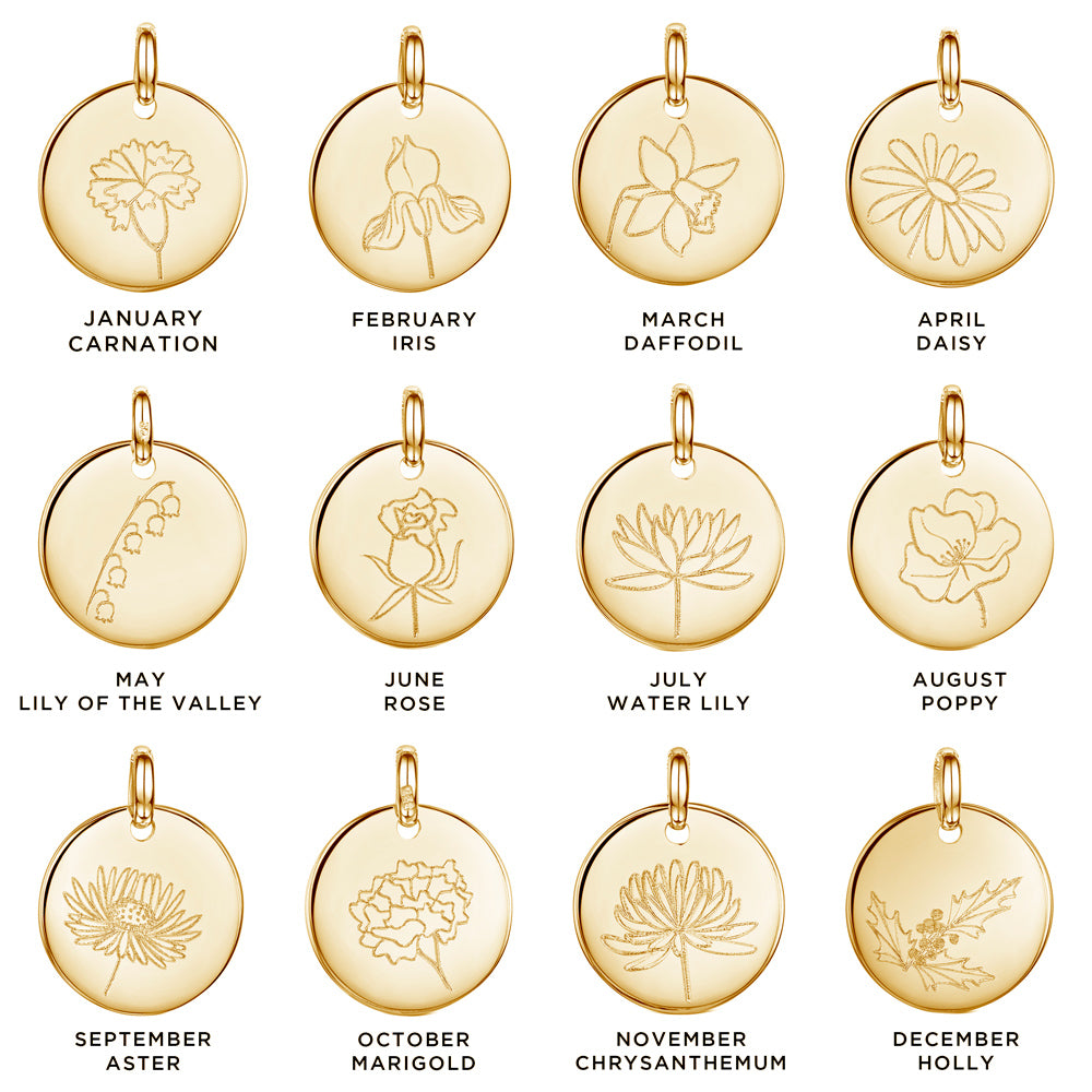 Birth Flower Personalised Necklace – Gold