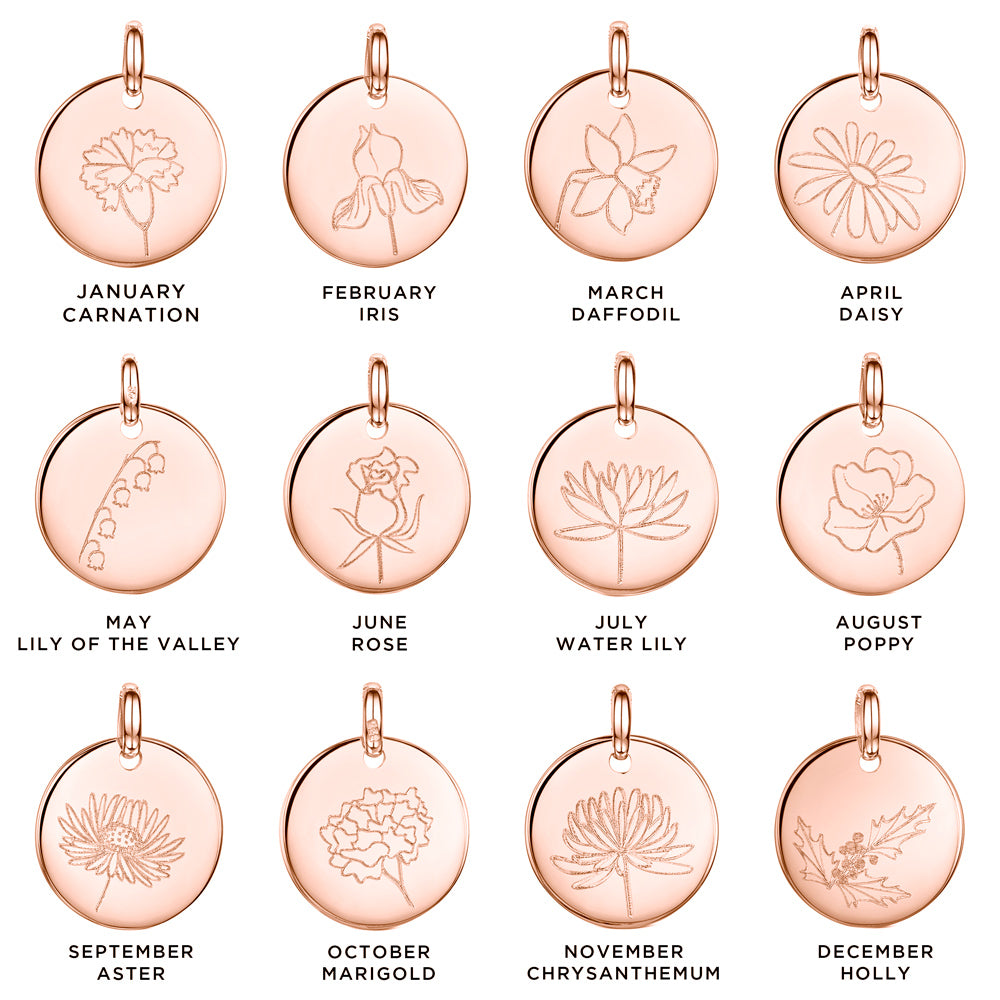 Birth Flower Personalised Necklace – Rose Gold