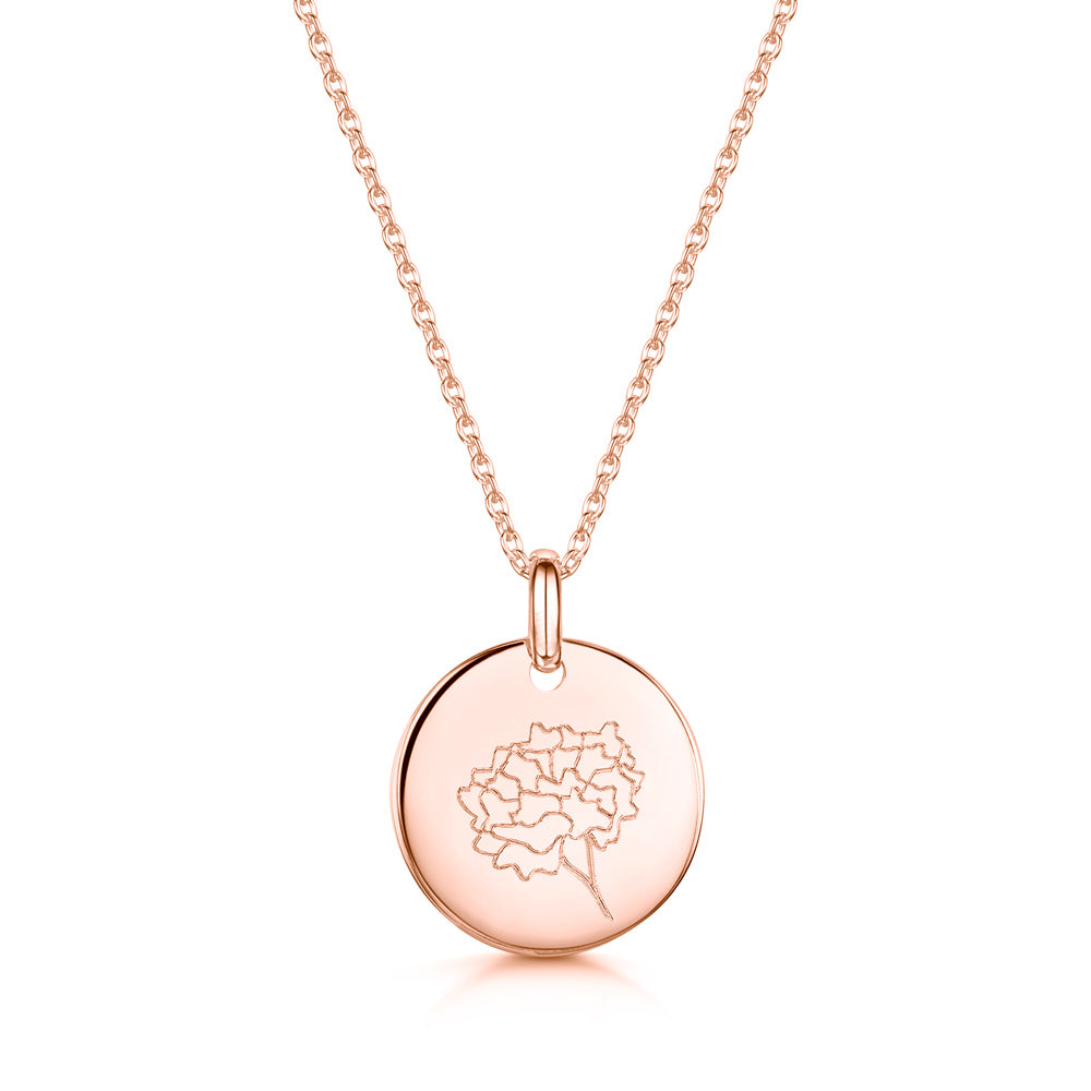 Birth Flower Personalised Necklace – Rose Gold