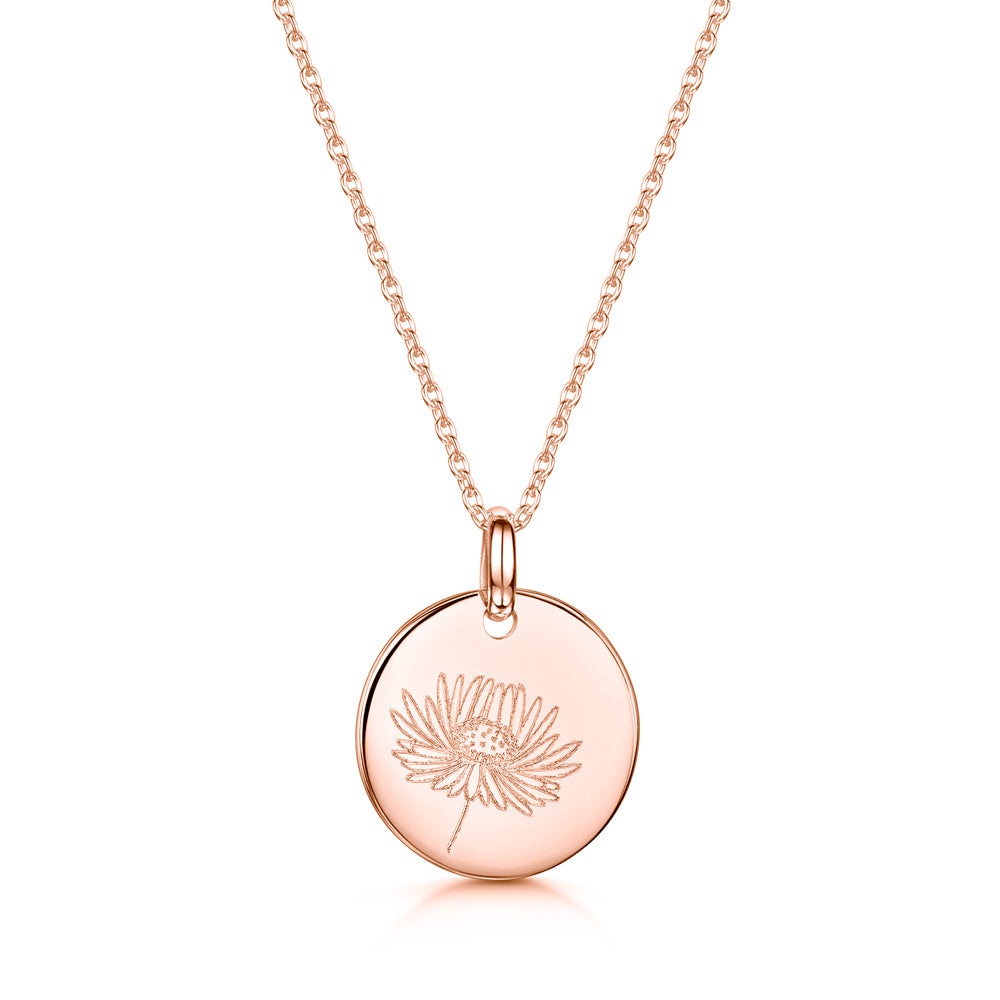 Birth Flower Personalised Necklace – Rose Gold