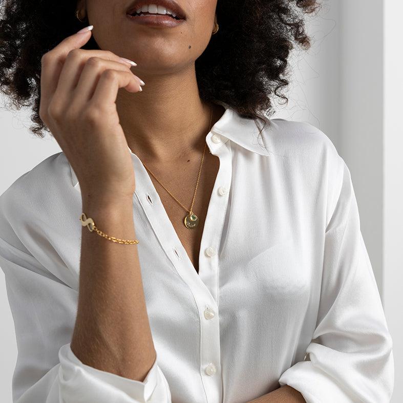 Swarovski® Birthstone Disc Necklace – Gold