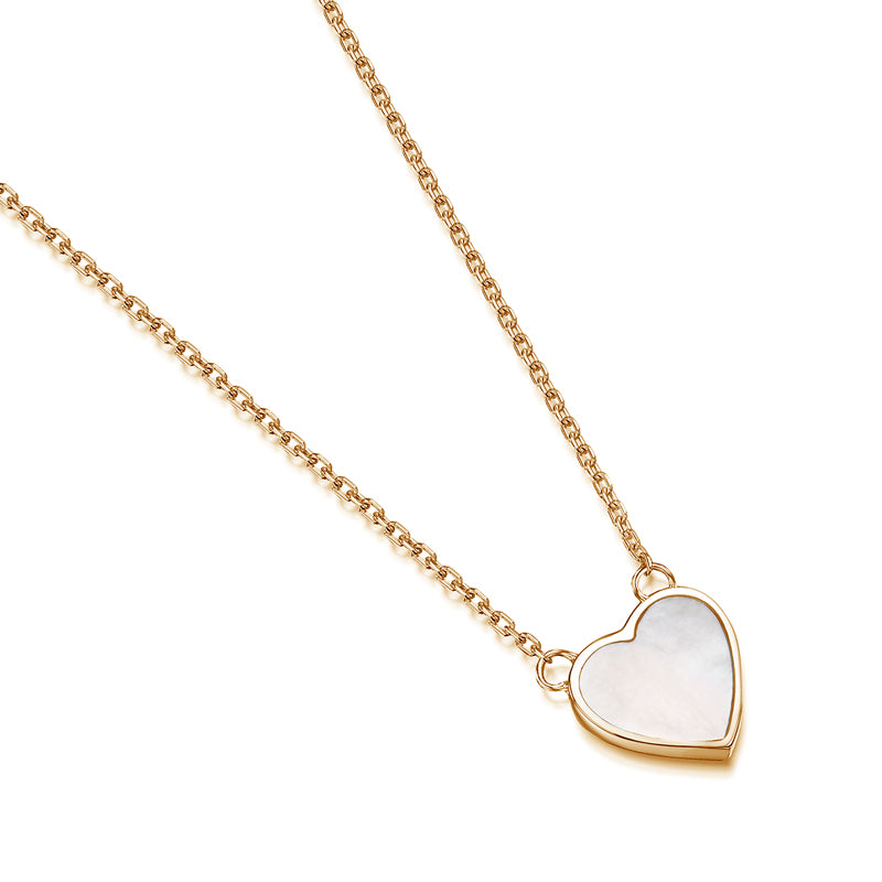Small Pearl Heart Engraved Necklace – Gold