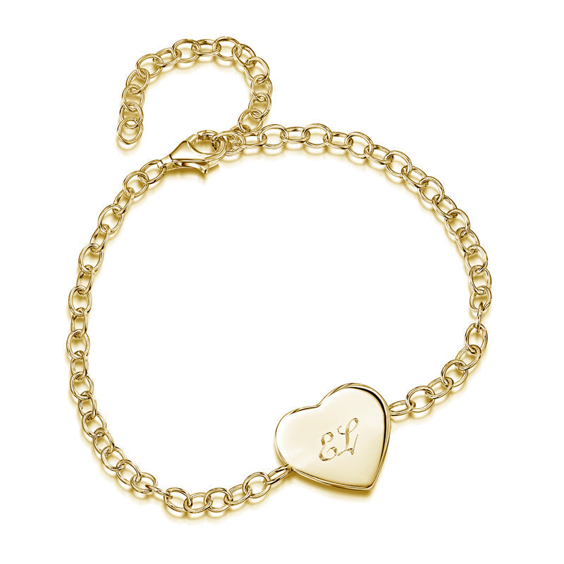 Rose Gold Heart Chain Personalised Bracelet