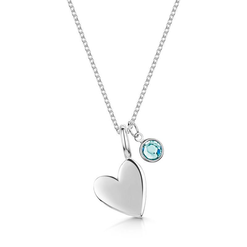 Swarovski® Birthstone Heart Pendant – Silver