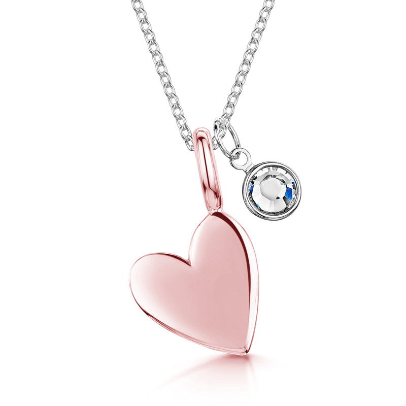 Swarovski® Birthstone Heart Pendant – Rose Gold Vermeil