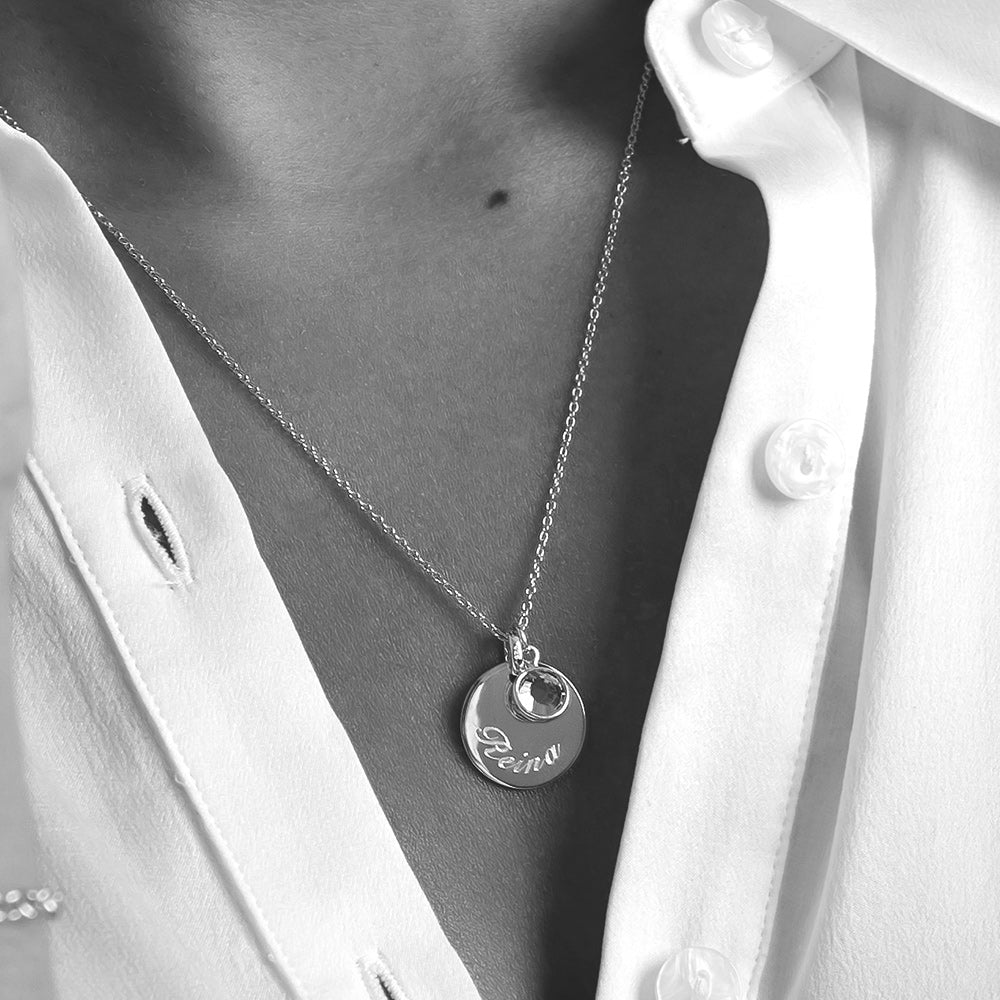 Swarovski® Birthstone Disc Necklace – Rose Gold