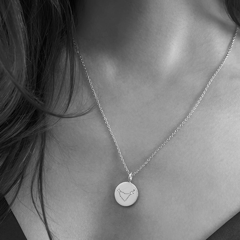 Zodiac Constellation Necklace - Diamond-Set Silver