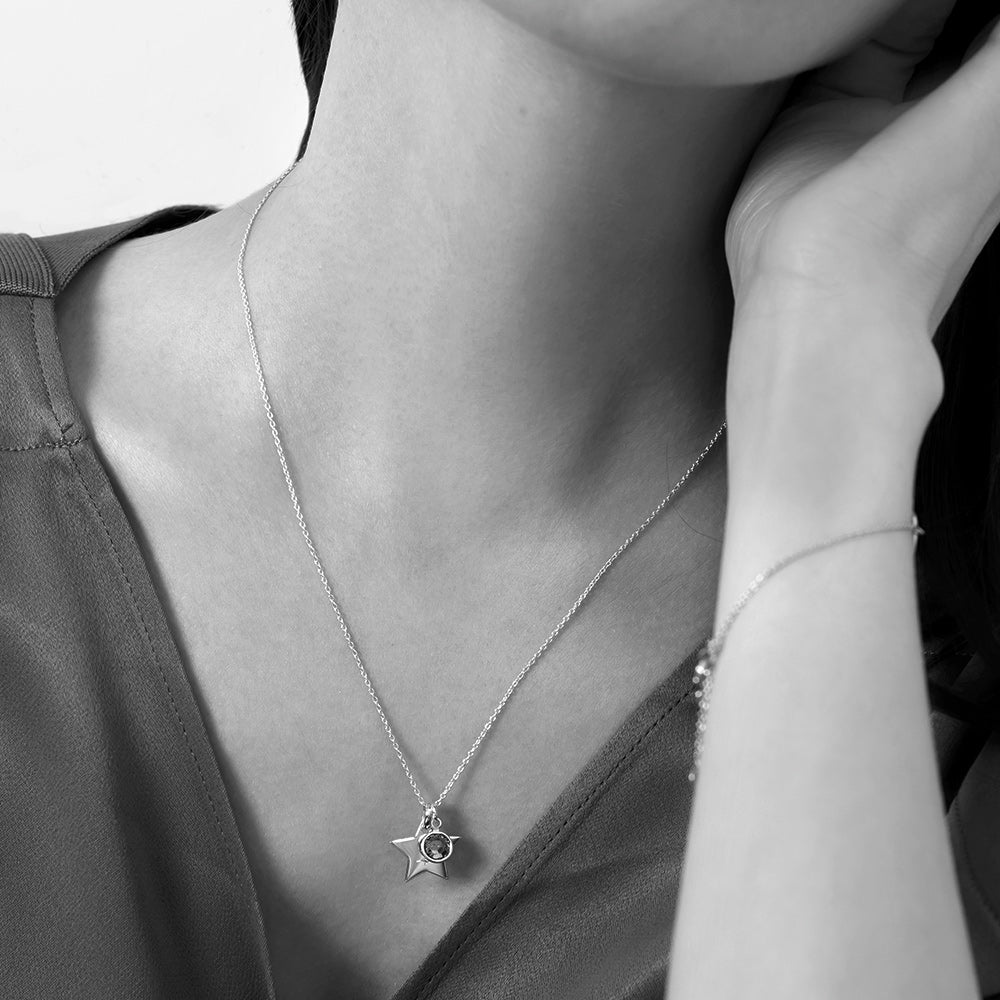 Swarovski® Birthstone Star Necklace – Gold