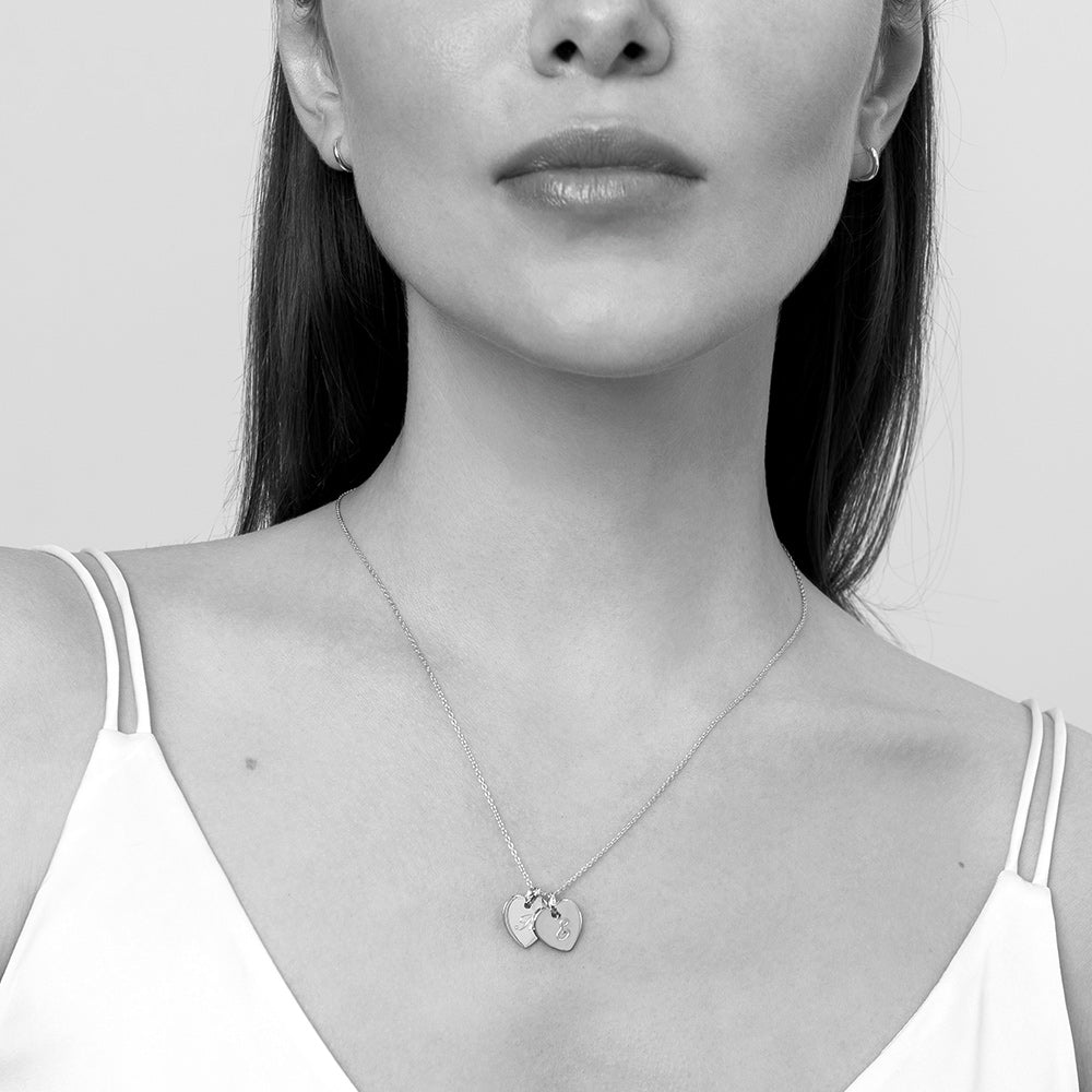 Little Twin Heart Personalised Necklace – Silver