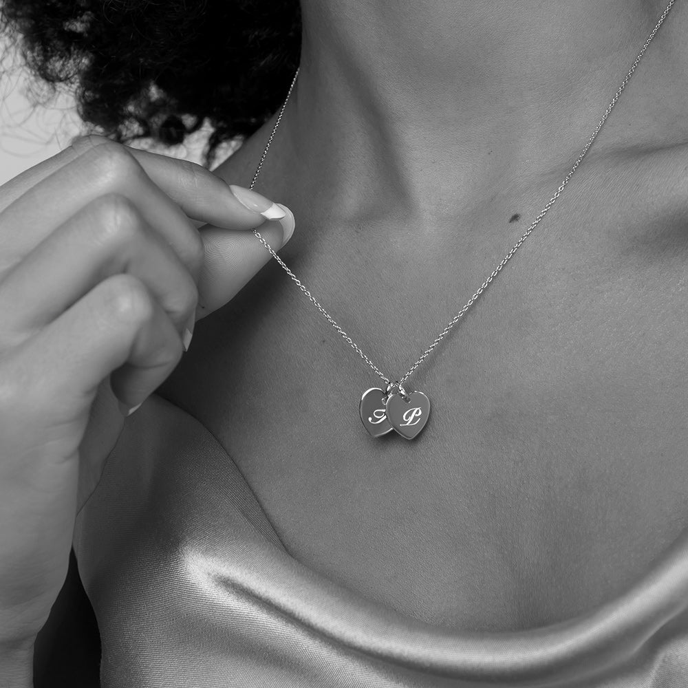 Little Twin Heart Personalised Necklace – Silver