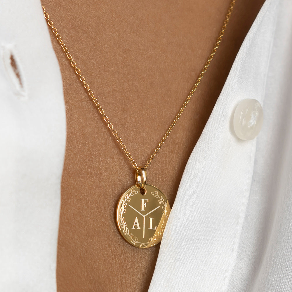 Quadruple Letter Personalised Wreath Necklace - Gold