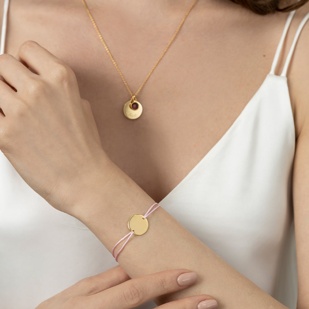 Swarovski® Birthstone Disc Necklace – Gold