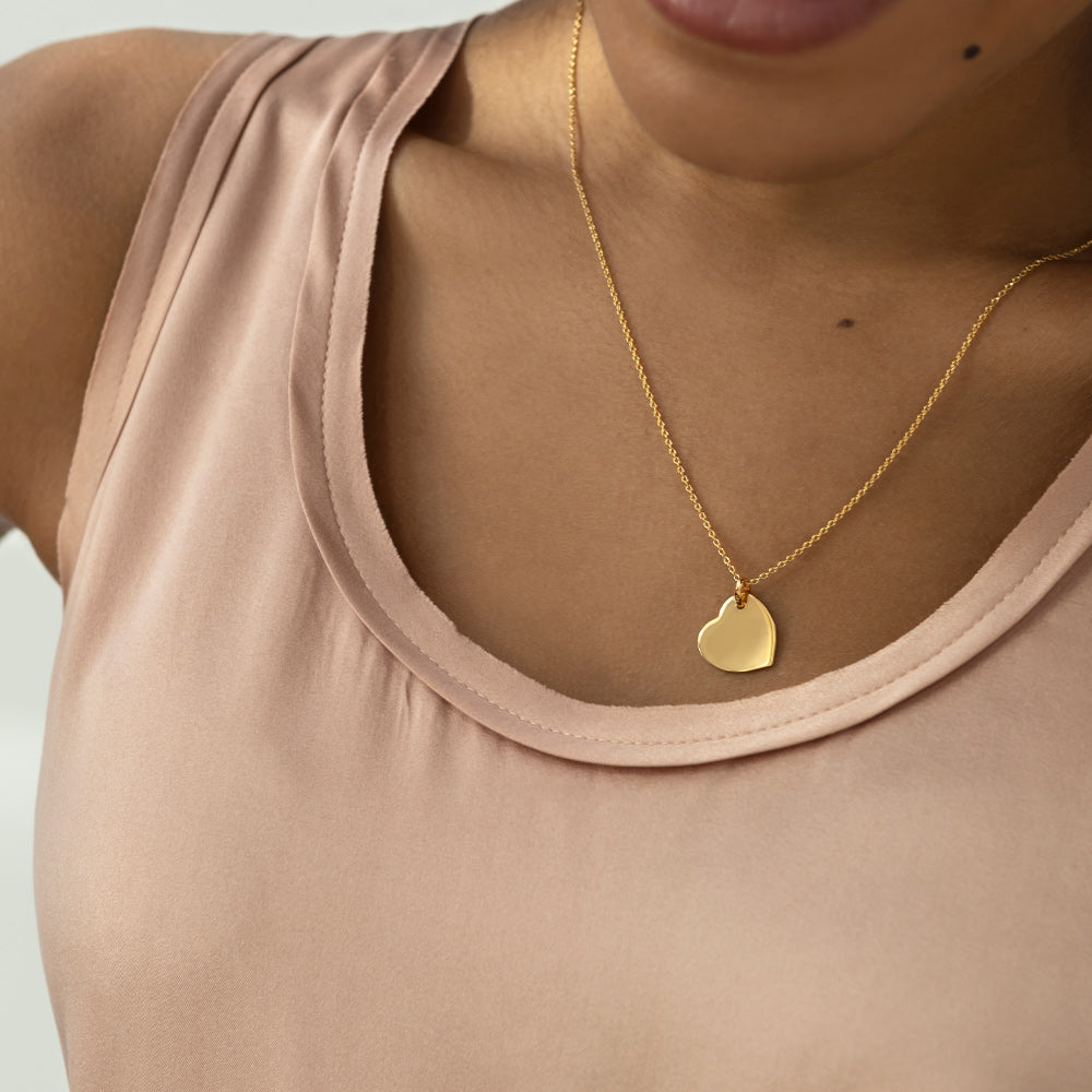 Drop Heart Personalised Necklace – Gold