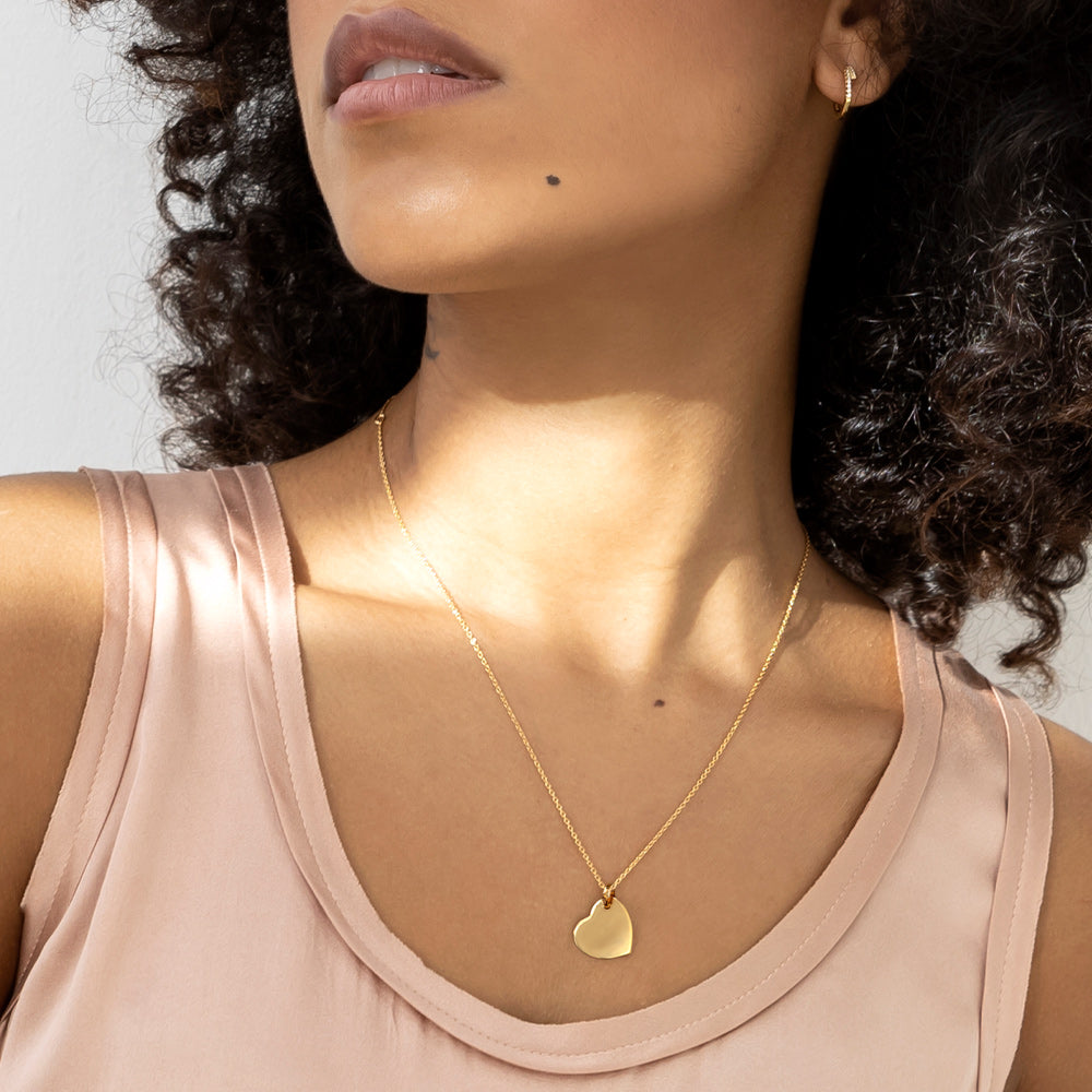 Drop Heart Personalised Necklace – Gold