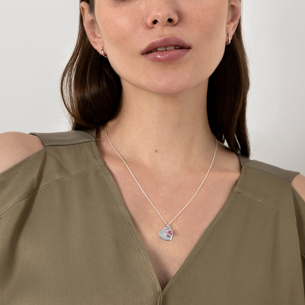 Swarovski® Birthstone Heart Necklace – Silver