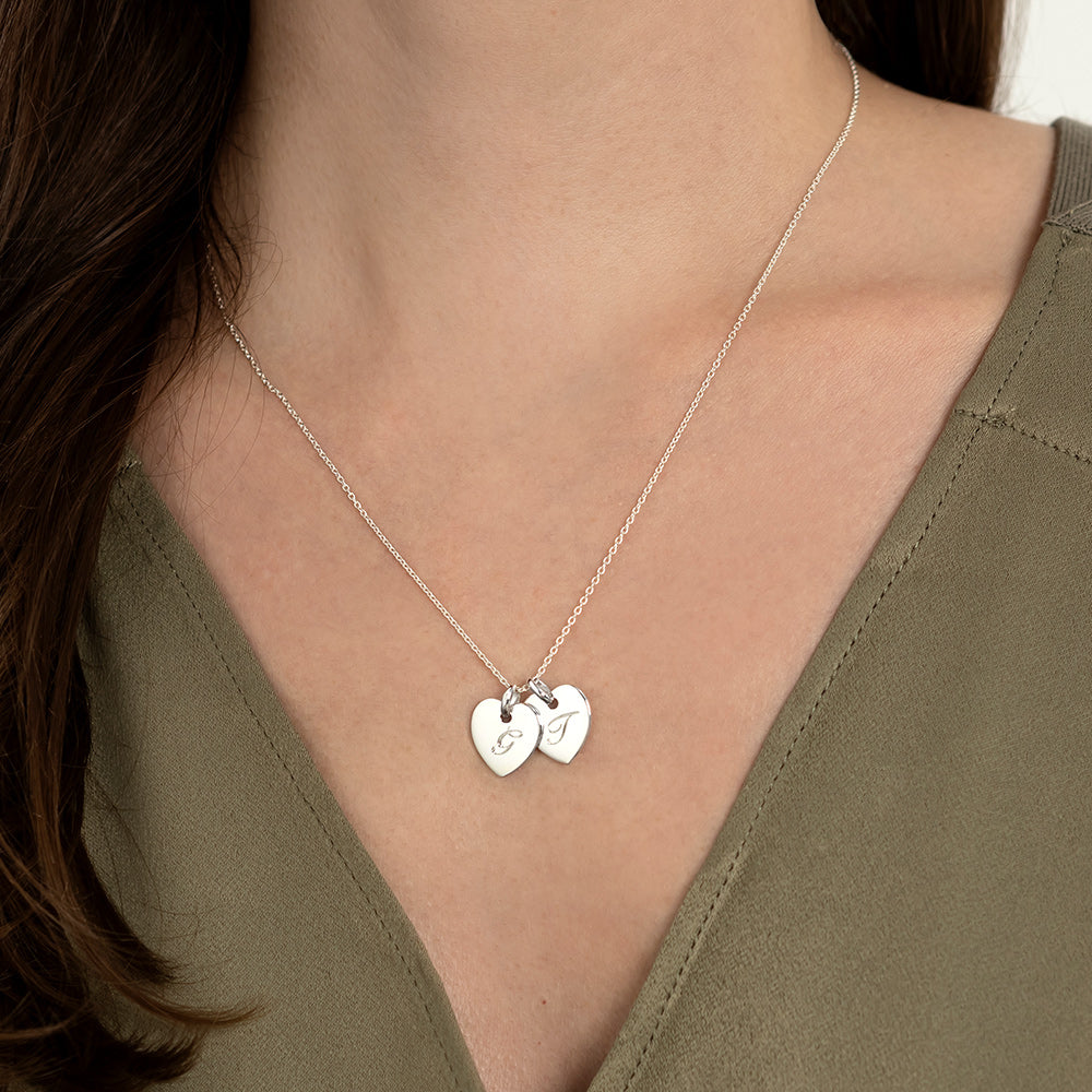 Little Twin Heart Personalised Necklace – Silver